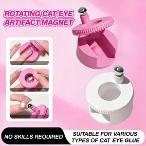 Pink / white Rotating Nail Art Magnet With Automatic Glass Bead Suction Cat Eye Tracker For Beginners Super Strong Magnetic And Multifunctional Wide Light Cat Eye Magnet 1pcs