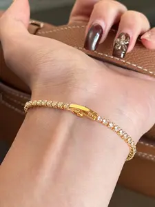 Women's Full Diamond Bracelet, Tennis Chain Bracelet with Cubic Zirconia, Alloy Chain Bracelet, Elegant Daily Wear Jewelry, Perfect Gift Choice