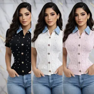 Denim Collar Knit Top Denim Collar Knit Top