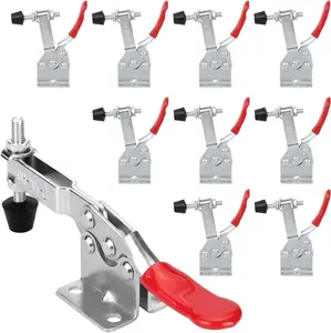 10 Pack Toggle Clamps, Hold Down Clamp 220Lbs Holding Capacity Quick Release Horizontal Clamps with Rubber  Tip for Woodworking Jigs and Fixtures, Welding, Drill Press, Crosscut Sled