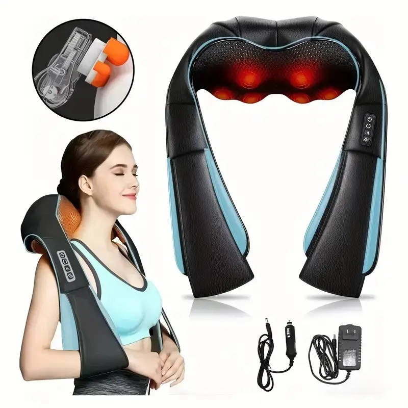 Shiatsu Neck and Lumbar Massage Cushion with Heat Therapy - Adjustable Therapy Device for Shoulder, Waist, Home/Office Use, Daily Relief, Large Pad for Parent Gift, Portable Massage Devices