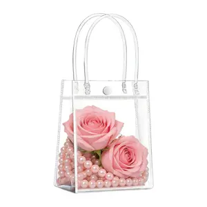 Clear Plastic Bag with Handle, 10/25pcs/set Clear Gift Bag, Party Favor Bag, Candy Bag for Wedding Birthday Baby Shower, Party Gift Packs