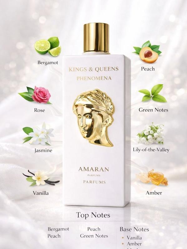 AMARAN Kings & Queens Phenomena Eau de Parfum EDP 100 mL 3.4 fl oz Unisex White Floral Glow Fragrance for All Genders