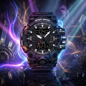 Men's Military Tactical Sports Watch, 50M Waterproof Dual Display Analog Digital Wrist Watch with LED Backlight, Alarm, Stopwatch, Large Face Rugged Shock Resistant Outdoor Army Watch for Running tiktokshopspringglowup