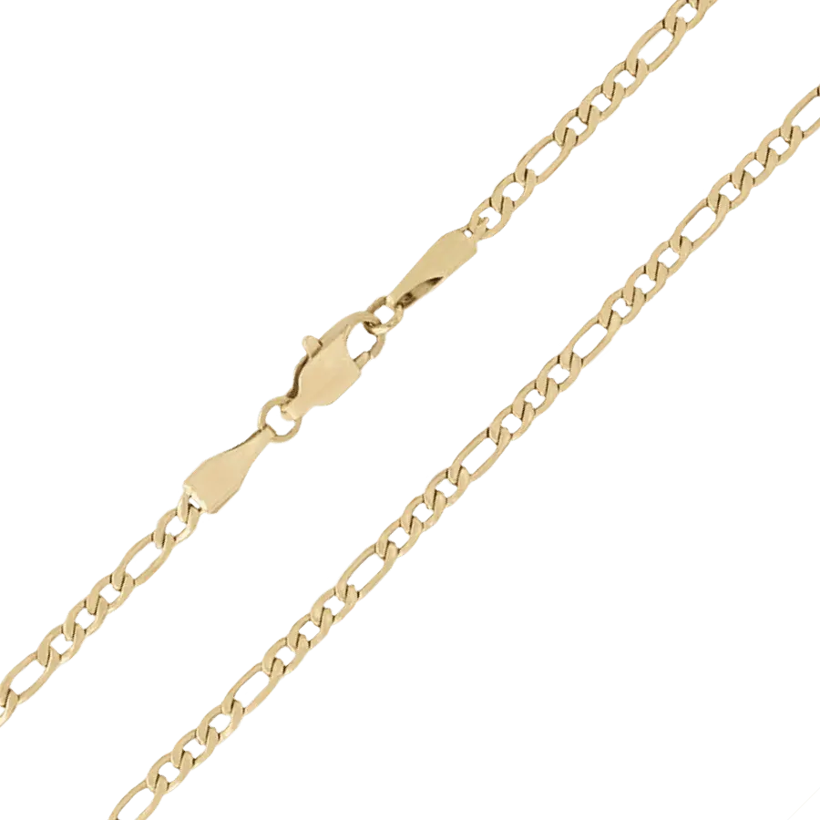 GLD Figaro Link Chain Yellow Gold 4mm | Available in 16-30" Inches Length, Lifetime Guarantee - Perfect Gift