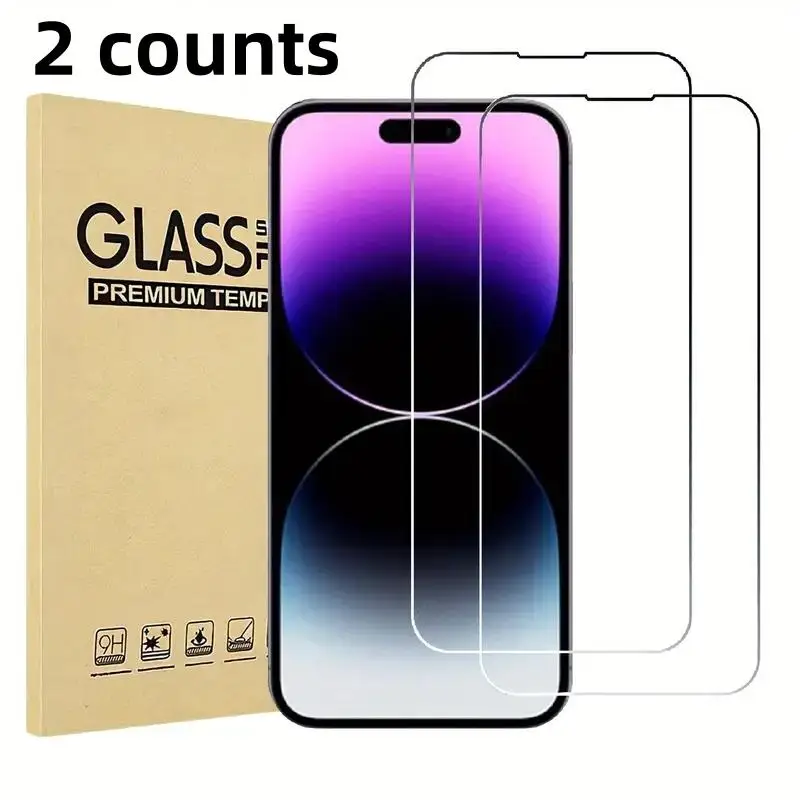 Tempered Glass Phone Screen Protector, Cell Phone Screen Protectors for Apple Smartphone, Full Coverage HD Screen Protective Film For iPhone 15/14 Pro