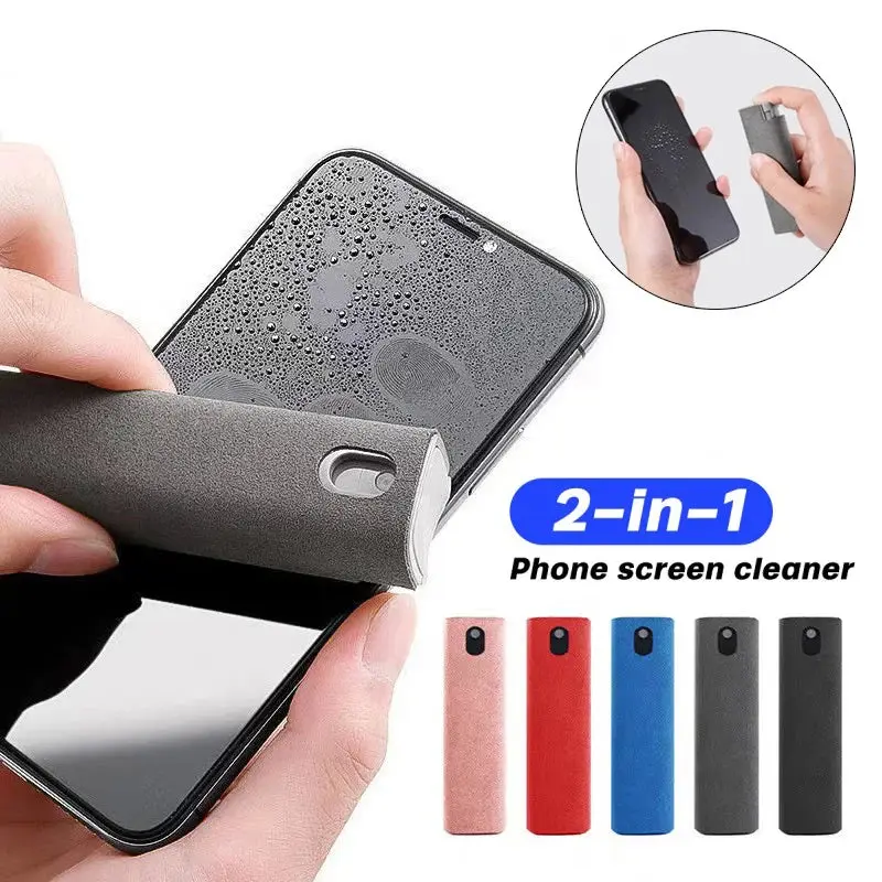 2-in-1 Screen Cleaner Spray & Dust Remover Kit for Phones & Computers - Includes Microfiber Cloth - Apple Device Polish