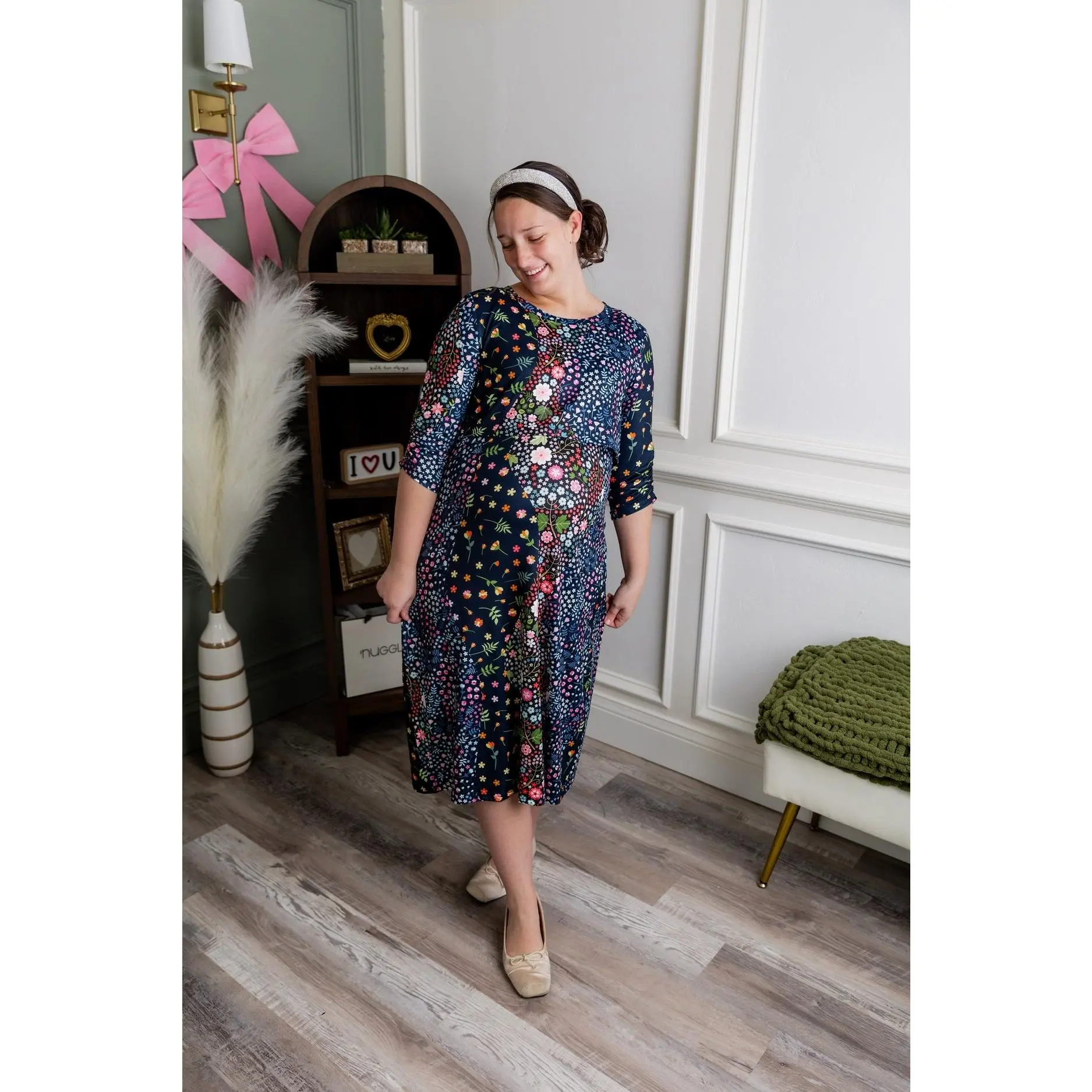 Modest Nalani Nursing Dress in Star Garden