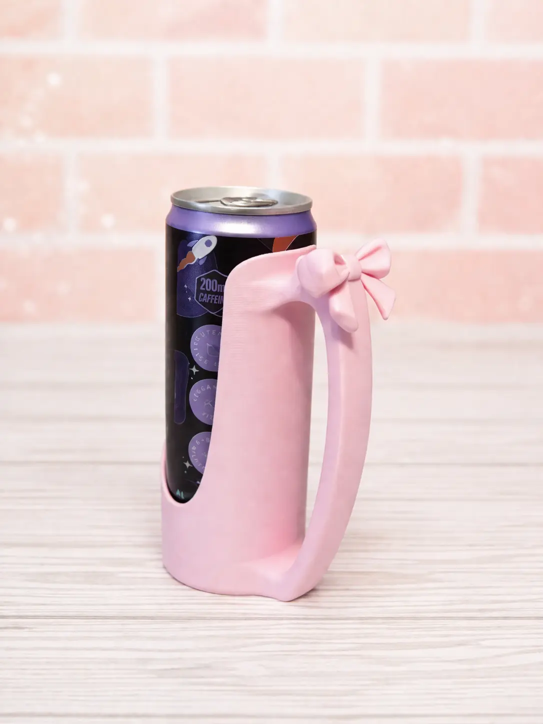 Playful Bow Handle Thick Sturdy Skinny Can Holder, Standard Size Slim Fit Lightweight Reusable Kitchenware Drinking Accessory