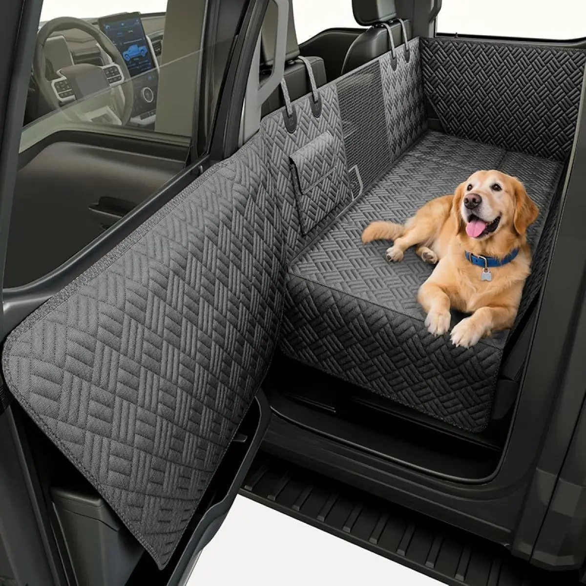 Dog Car Backseat Protector - Plain Water-Resistant Oxford Fabric Car Seat Cover, Anti-Escape Pet Travel Accessory for Dogs & Cats