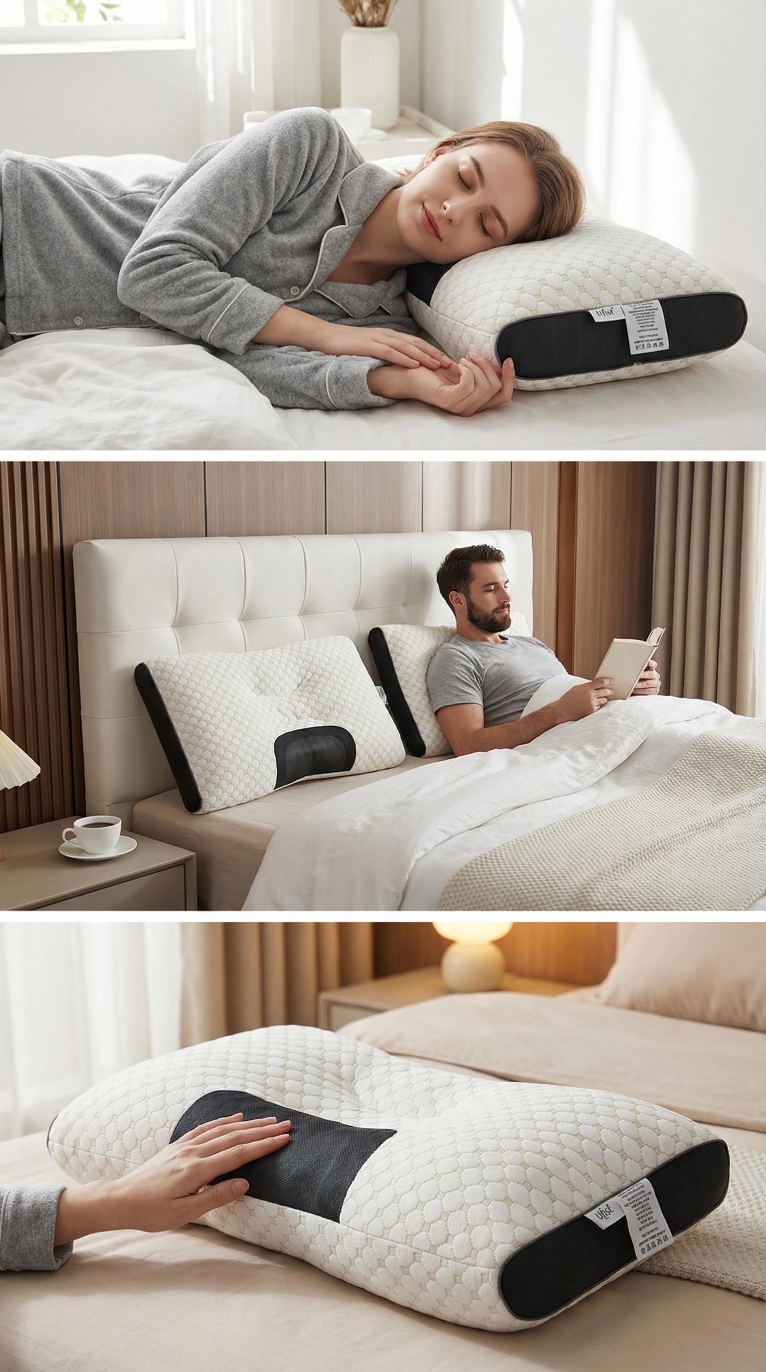 2-Pack Ergonomic Cervical Pillows - Cooling Mesh Neck Support Pillows for Pain Relief, Perfect for Back & Side Sleepers