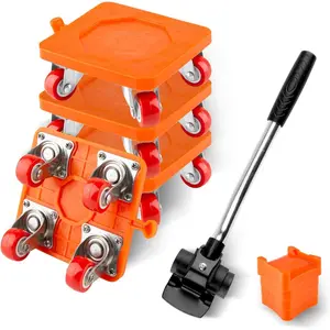 Heavy Duty Furniture Movers Set, 4-Pack Furniture  with 360? Rotating Wheels, 1200lbs Capacity - Includes Lifter and  Kit for Sofas, Fridges, and