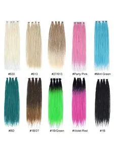 Dreadlock Extensions 24 Inch Ombre Blonde Synthetic Braiding Hair 0.6 cm Width Thin DE Dreads Crochet Hippie Wool Dreads 10 Strands Handmade Soft Loc Extensions for Women Men