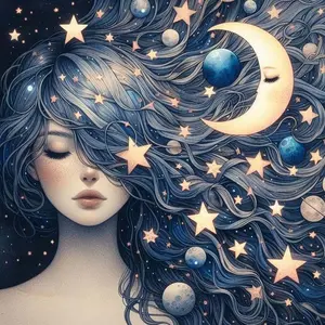 5D DIY Full Drill Round Diamond Painting - Diamond Art Kit Moon, Stars, Planets Mosaic, Canvas - DIY Decor, Home Wall Art, Suitable for Halloween and Christmas, Birthday and Anniversary Gifts