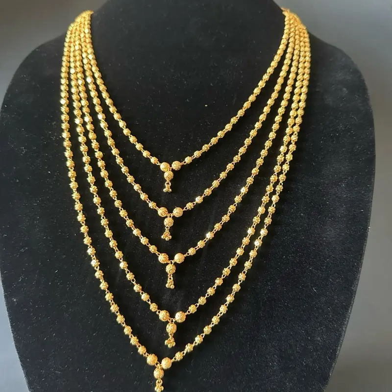 Women's Gold-Toned Long Beaded Necklace, Mala Jewelry Accessory, fashion jewelry