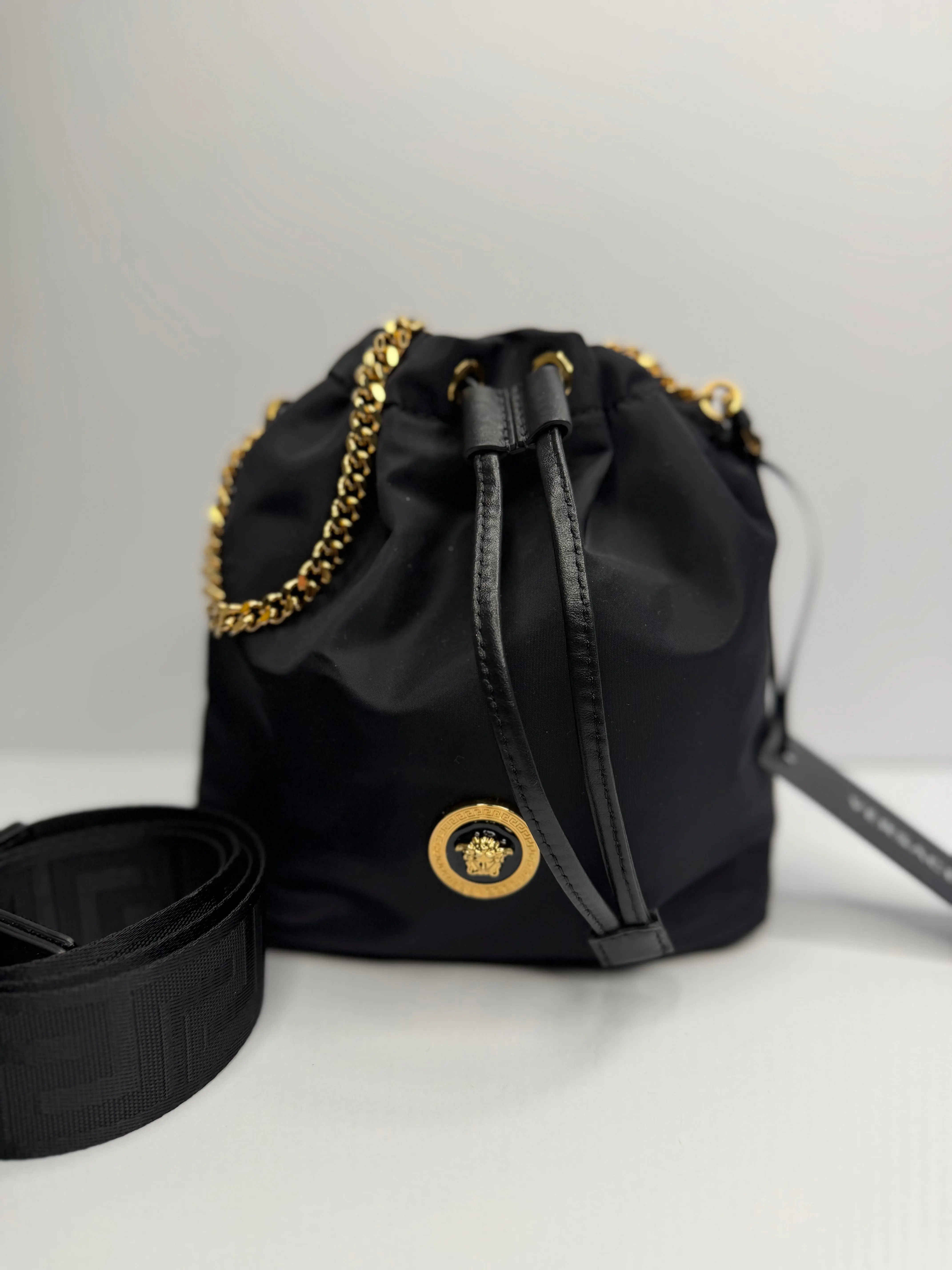 Pre-owned VERSACE Nylon Bucket Medusa shoulder bag