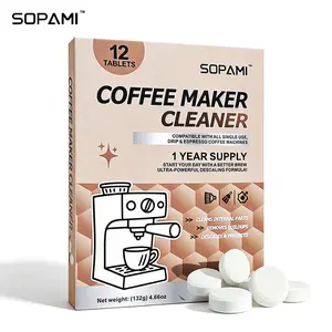SOPAMI 12-Count Coffee Maker Cleaner Tablets, Effective at Removing Coffee Residue and Limescale