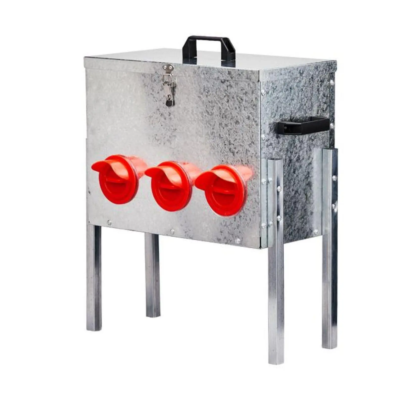 Automatic Chicken Feeder 6 Port - Rodent Proof Metal Coop Feeder with Legs & Lid default title