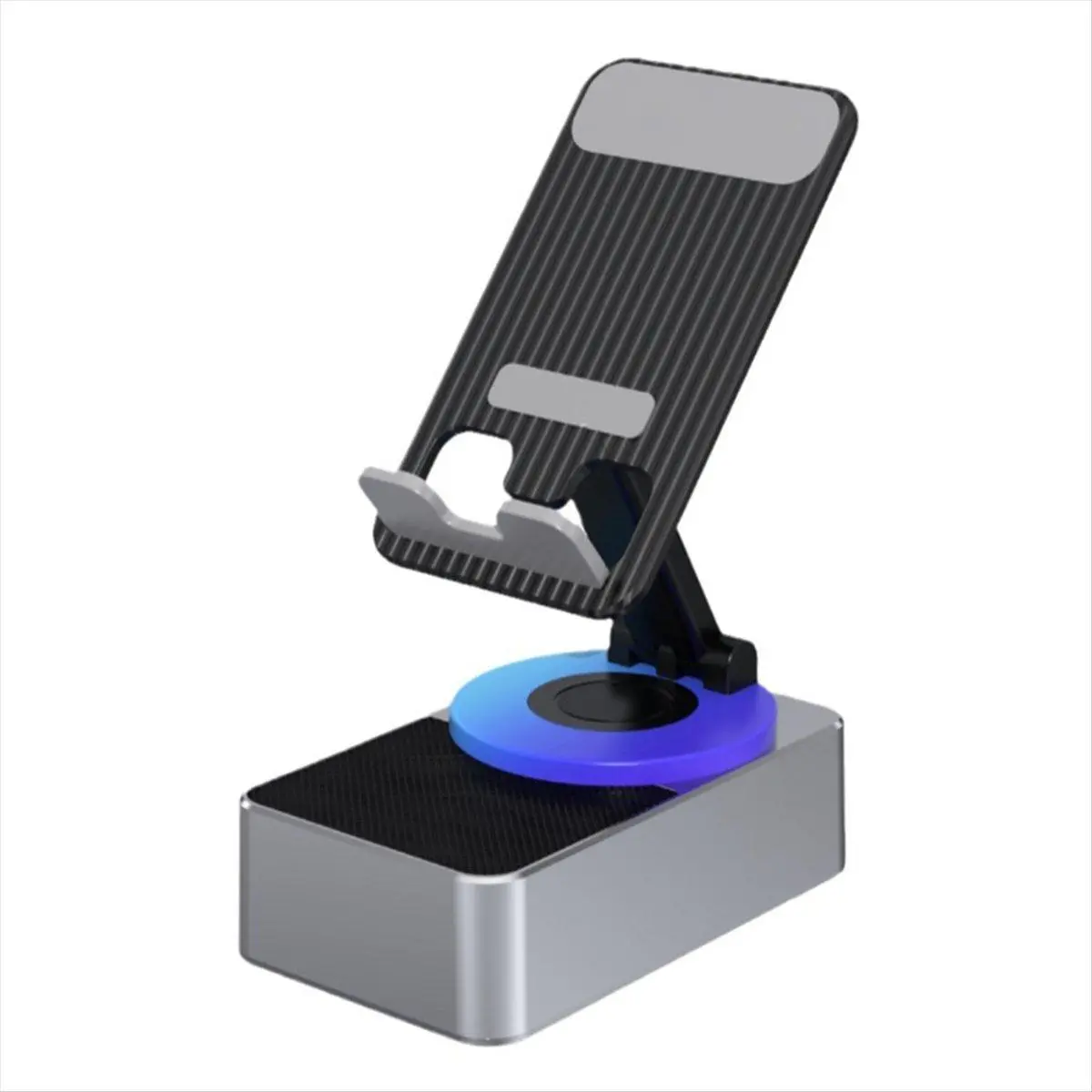 3-In-1 Portable Car Exterior Accessory - Mobile Phone Stand, Adjustable Audio Power Bank, Bluetooth Call Speaker, Foldable Rotating Desktop Holder, Gray