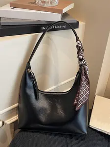 Vintage High-End Underarm Bag, Women's Commuter Casual Versatile Shoulder Bag with Scarf, Elegant and Stylish Accessory