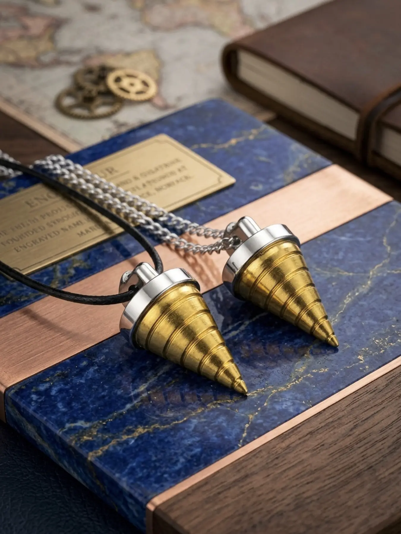 Spiral Drill Pendant Necklace Anime Inspired Core Necklace for Men