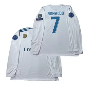 17 18 Home Soccer Jersey 7# Ronaldo Long Sleeve Jersey Fans Version White