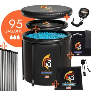 Ice Bath Tub with Lid - Portable Cold Plunge tub for Athletes and Adults, Portable Recovery Therapy, Premium Set with Stainless Steel Legs, Capacity of 95 Gallons