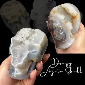 Druzy Agate Skull - 4" Natural Agate Skull - Amethyst and Agate Skull