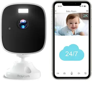 Rraycom Security Camera for Home-2K HD Indoor Security Camera, Window Security Camera with Playback, AI Motion Detection, Color Night Vision, 2-Way Audio, Cloud&SD, Compatible with Alexa&Google Assistant