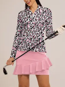 Acegolfs Women's Golf Polo Shirt Long Sleeve Top Leopard Ladies Golf Attire Clothes #10324672  #11454435 #9625578
