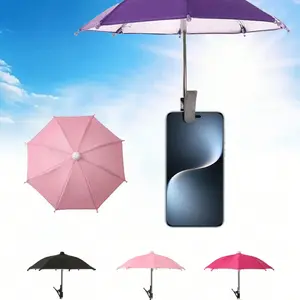 Phone Holder Umbrella, Integrated Canopy, Outdoor Waterproof Sunshade with Phone Stand, UV Protection Mini Umbrella, Suitable for Light Rain, Travel Essential