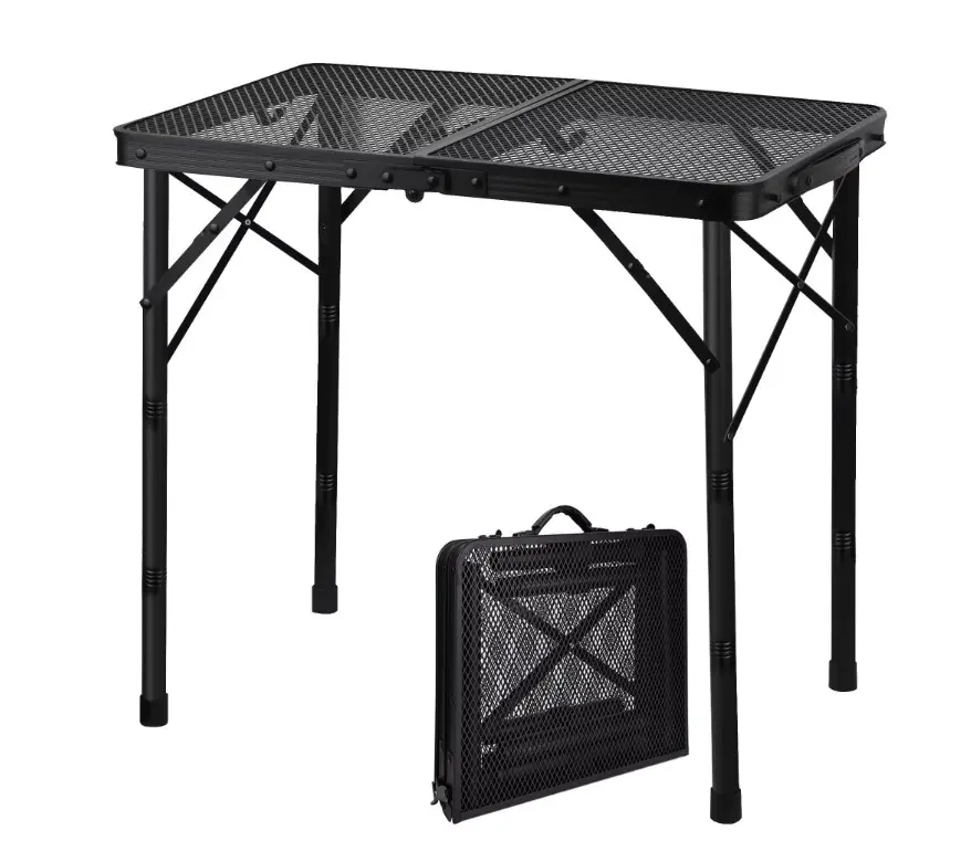 OHHANI Camping Table, Folding Grill Table 2Ft, Portable Outdoor BBQ & Picnic Table, Easy Storage, Black