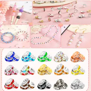 900 Pcs 8mm Rhinestone Spacer Beads, 15-Color Rondelle Crystal Beads for Jewelry Making - Perfect Sparkling Accents for Bracelets & Craft Pens