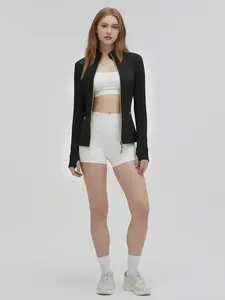Women's Zipper Yoga Jacket, Sporty Stand Collar Gym Top, Slim Fit Workout Outerwear, Stylish Fitness Clothing, Athletic Outerwear