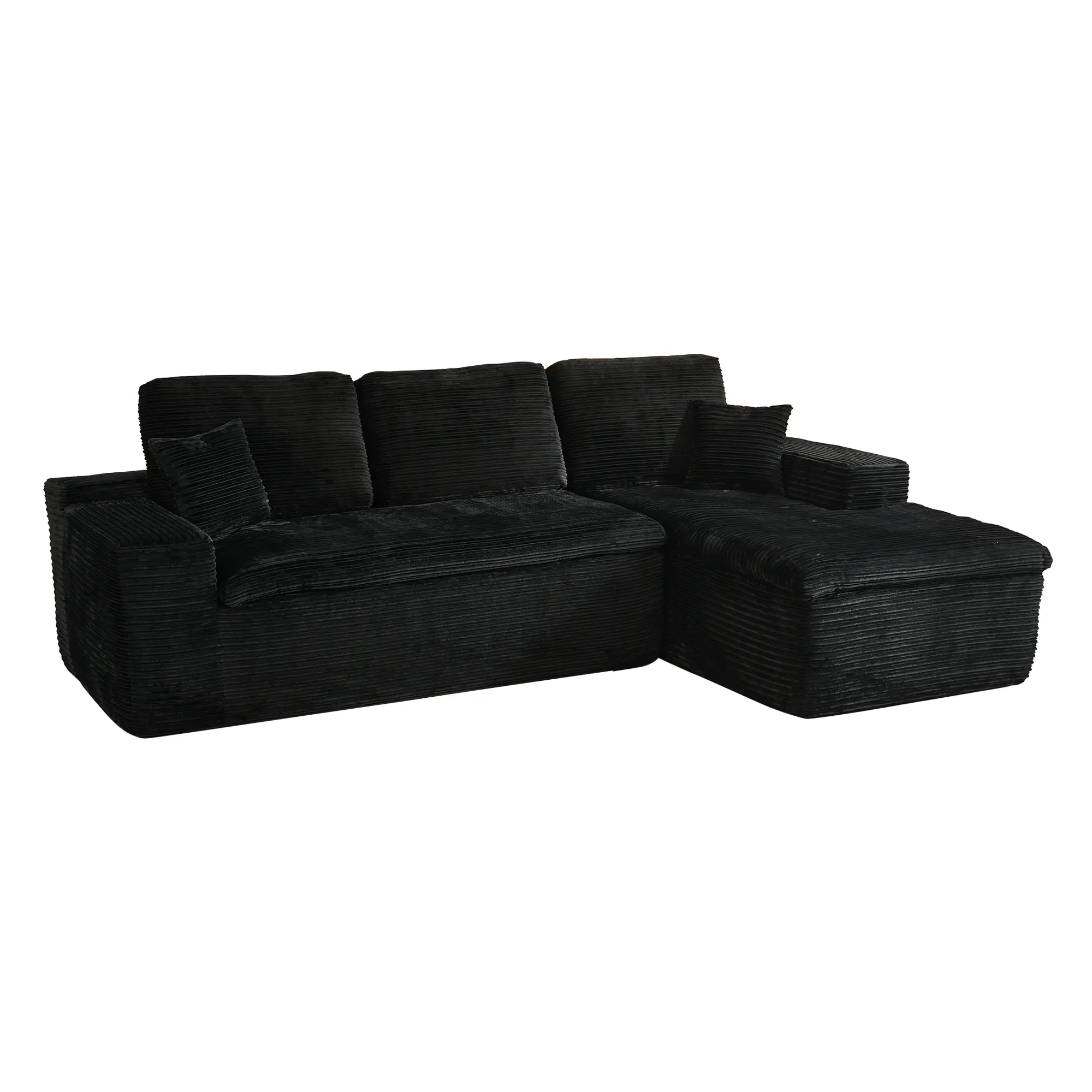 Black Corduroy Right Chaise