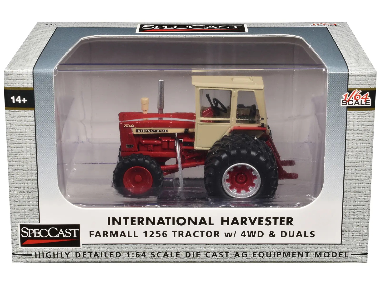 International Harvester Farmall 1256 4WD Tractor with Dual Wheels Red with Cream Cab 1/16 Diecast Model by SpecCast