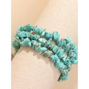 Boho Style Turquoise Texture Beaded Bracelet, Fashionable Hand Jewelry for Women & Girls, Style for Party, Daily Clothing Decor, Trendy All-match & Exquisite Jewelry for Birthday Gift, Stackable Bracelets