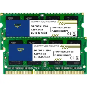 16GB KIT(2x8GB) DDR3L / DDR3 1866MHz PC3L-14900 / PC3-14900 Non-ECC Unbuffered 1.35V / 1.5V CL13 2Rx8 Dual Rank 204 Pin SODIMM Laptop Notebook PC Computer Memory RAM Module Upgrade
