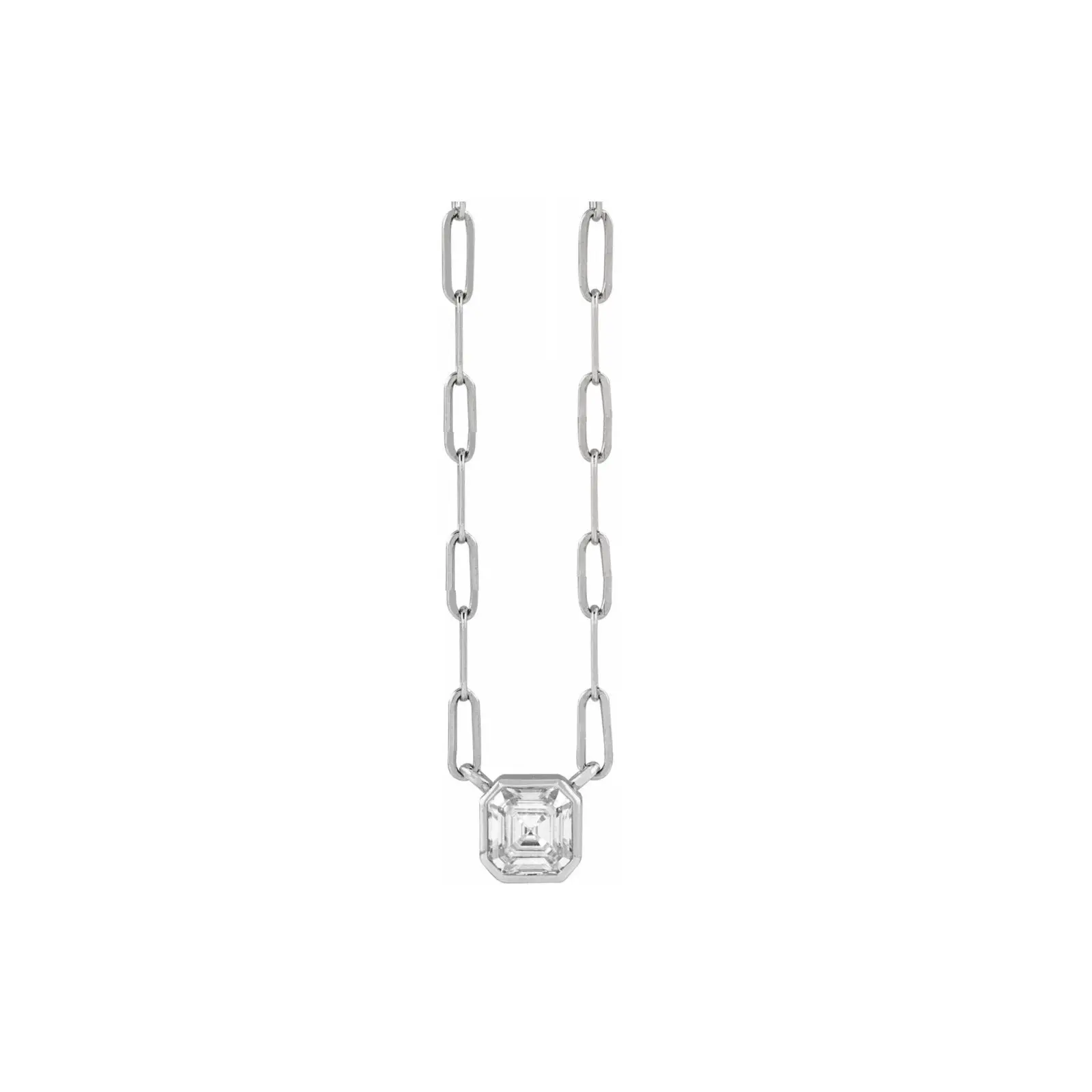 Asscher Cut Moissanite Necklace in Solid Gold