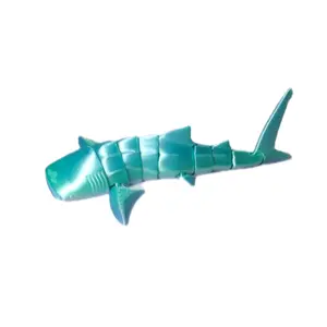 Beautiful Shiny Blue Gradient Whale Shark with Opening Mouth Figurine - Unique Design & Colorful Appearance