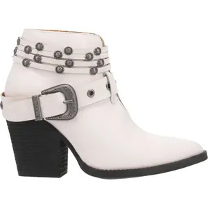 Dingo Womens Born To Run Pointed Toe Zippered  Casual Boots Ankle High Heel 3" & Up - White