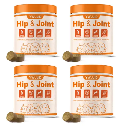 YWUJID Hip & Joint Health Soft Chews for Dogs , Formulated with Glucosamine, Chondroitin, MSM, and Omega-3; Suitable for Dogs of All Ages; Pork Flavor