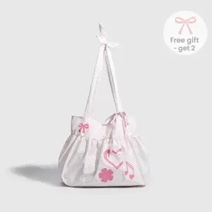 Cute Sweet Polka Dot Women's Handbag, Large Capacity Polka Dot Musical Note Heart Design Handbag, with Magnetic Closure Shoulder Bag, Suitable for Daily Leisure, Multifunctional Accessory Elegant Sweet Cute Gift,