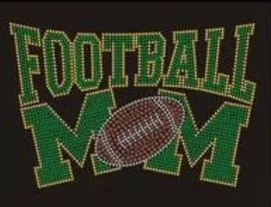 Football Mom 8.11"x5.38” Rhinestone Iron On Transfer