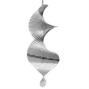 Wind Spinners 3D Hanging Wind Spinner Stainless Steel Metal Sculptures Decorations, Heliciform Wind Sculptures