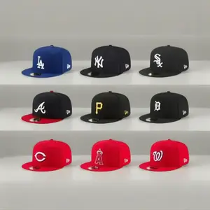New Era MLB Snapback Baseball Cap – LA Dodgers NY Yankees Braves Pirates Adjustable Flat Brim Hat, Embroidered Team Logo Streetwear Fashion Cap for Men Women, Classic Hip Hop Sports Hat