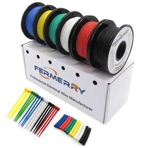 Fermerry 14 AWG Stranded Wire Spool 5Ft Each 6 Colors Flexible 14 Gauge Silicone Hook up Wire Kit Electrical Tinned Copper Wire