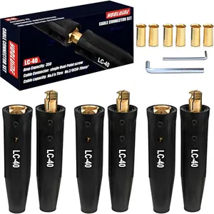 3 Pack LC-40 Positive Cam Twist-Lock Insulated Male/Female Welding Cable Connector Pair, Welding Lead Ends for Welder