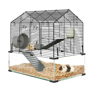 [FLASH SALE] Garvee 3-Tier Hamster Cage for Syrian & Dwarf Hamsters - Multi-Level Habitat with Silent Wheel & Chew-Proof Bottle - Metal & Tempered Glass - Scratch-Resistant, Tool-Free Assembly - Compact Apartment Fit
