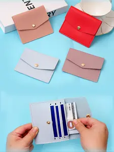 New fashion zero wallet ultra-thin credit card storage bag, lightweight and portable cash, credit card, coin wallet, buckle envelope style card bag, suitable for outdoor, travel and back to school, Wallet Coin Purse